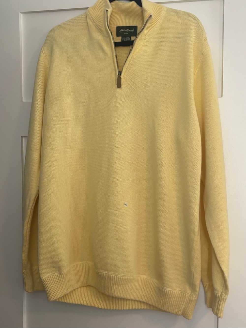 Eddie Bauer Men's Yellow Quarter-Zip Ribbed Knit Sweater NWT Large Tall